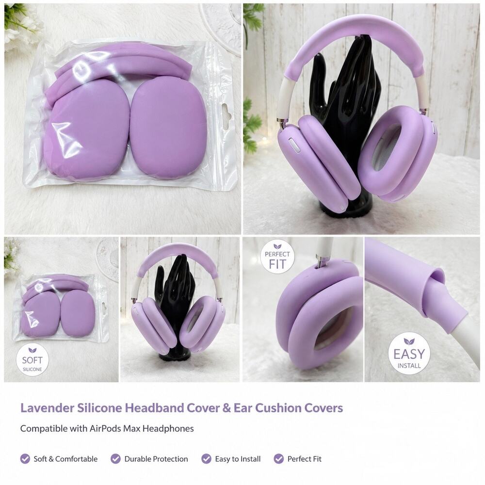 Lavander Silicone Cover Set for AirPods Max Ear Cushions & Headband Protector